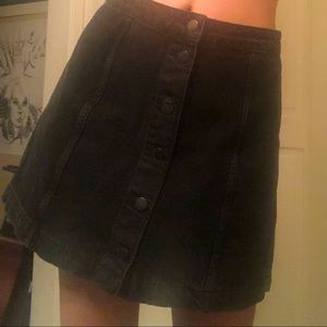 Topshop Moto Black Jean Button Down Skirt